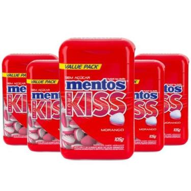 Imagem de Kit Mentos Kiss Potão Morango - 5 unidades de 105g