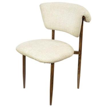 Imagem de Cadeira Tama Base Escura Estrutura em Aço Linho Off White OR Design
