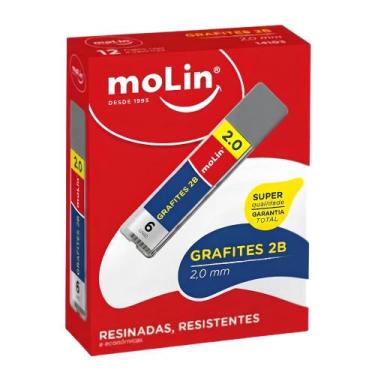 Imagem de Kit 12 Grafite p/ Lapiseira 2.0mm 2B Tubo c/ 6 Unidades - Molin