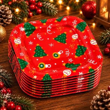 Imagem de Prato Natalino Sobremesa Petiscos Mesa Posta Decoraçao Natal 17cm - No