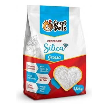 Imagem de Areia Sílica Grossa Great Pets 1,6kg Cristais Higiênicos Par - Congrat