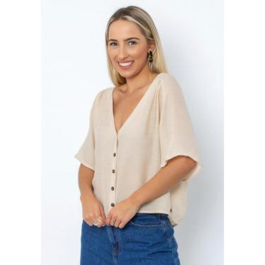 Imagem de Camisa Cropped Botões Feminina Le Julie-Feminino