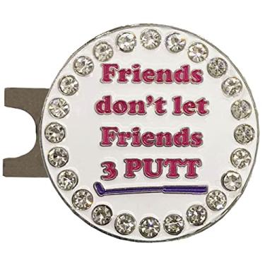 Imagem de Marcador de bola de golfe Giggle Golf Bling Friends Don't Let Friends 3 putts com clipe de chapéu padrão