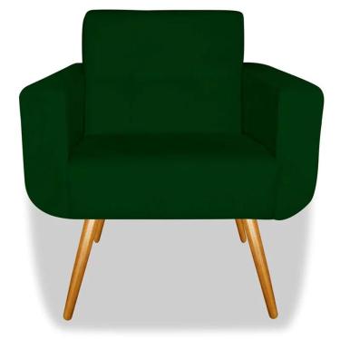 Imagem de Poltrona Decorativa Anitta Pés Madeira Suede Verde