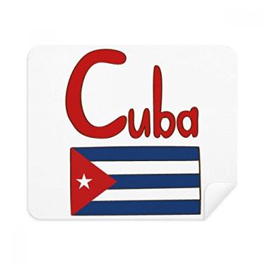 Imagem de Pano de limpeza de tela com estampa azul vermelha e bandeira nacional Cuba 2 peças tecido de camurça