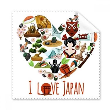 Imagem de I Love Japan Sushi Illustration pano de limpeza de tela de telefone limpador de óculos 5 peças