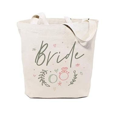 Imagem de The Cotton & Canvas Co. Sacola de ombro e bolsa de mão moderna para casamento, praia, compras e viagens, Floral Bride, Large