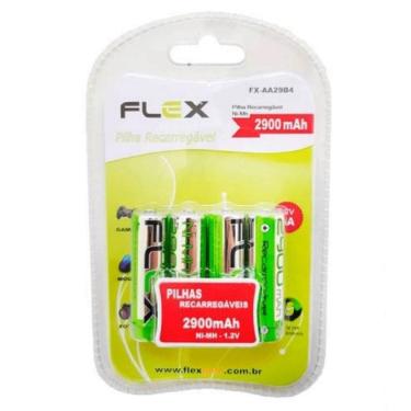 Imagem de Pilha Recarregavel Aa 2900Mah Pequena Flex C/4