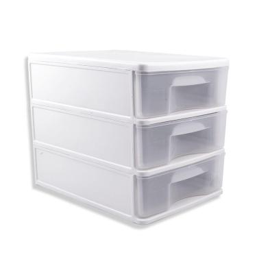 Imagem de Gaveteiro Plástico Pequeno 3 Gavetas Branco GV08 São Bernardo