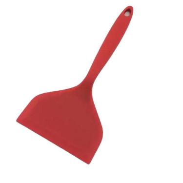 Imagem de Espátula Larga Em Silicone Cabo Maciço Vermelha 25 Cm.