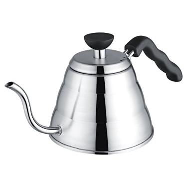 Imagem de Bule de Ch¨¢ Fog?o de A?o Inoxid¨¢vel,Chaleira Gooseneck de Caf¨¦ e Ch¨¢, Despeje sobre a Chaleira para Camping Uso Dom¨¦stico em Cafeteria, 1 Litro, Prata, chaleira fog?o de ch¡§¡é a?o inoxid¡§¡ével pes