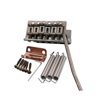 Imagem de Guyker Tremolo Bridge Selas vintage de aço dobrado e bloco de zinco compatíveis com guitarra elétrica Start ST (GG-1004, níquel antigo)
