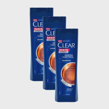 Imagem de Shampoo Clear Men Queda Control 400ml Kit com três unidades