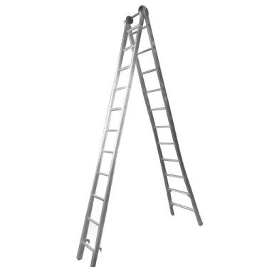 Imagem de Escada Profissional Esticável Dupla 11 Degraus - Alumínio - Real Escad