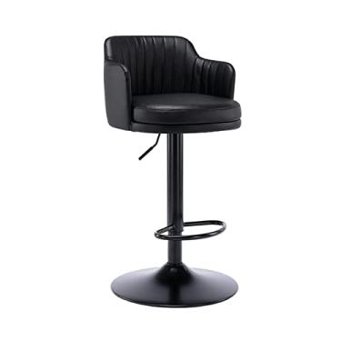 Imagem de Bancos De Barra Giratórios Estofados Cadeira De Barra De Altura De Balcão Ajustável, Couro Pu Com Encosto De Braço Apoio Para Os Pés, Balcão De Cozinha Em Casa Jantar Café Da Manhã, (Color : Black)