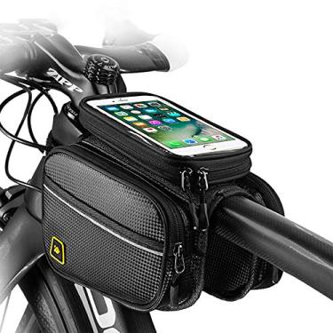 Imagem de BlueDorado bolsa de moldura frontal de bicicleta de grande capacidade à prova d 'água com tela sensível ao toque capa de celular para iPhone 11/11pro/Xs/X/XR/8/8P/7/7P/6S/6/5s