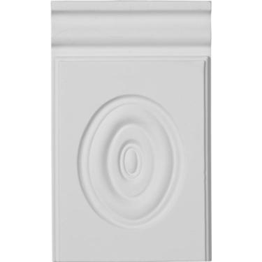 Imagem de Ekena Millwork PB05X09X01AD Adonis Bullseye Pllinth Blocks, 5 3/4" L x 9 3/8" A x 1" P, Primed