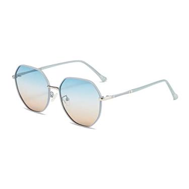 Imagem de Óculos de Sol Feminino Moda Óculos Exterior Polarizado Óculos de Sol Masculino UV400 Moldura Oval de Metal, 310. Chá Azul, segue a foto