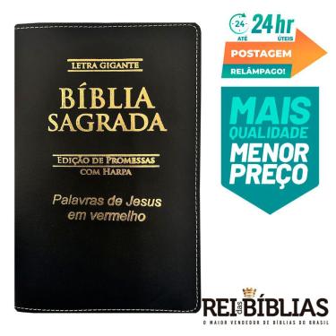 Imagem de Biblia Sagrada Letra Gigante Luxo Popular - Preta - Com Harpa - RC