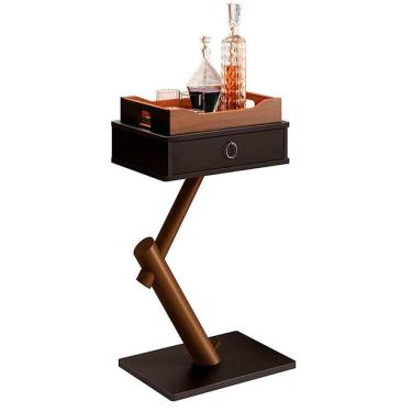 Imagem de Mesa Bar Drink Aparador com Bandeja Madeira Edn Preto