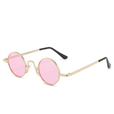 Imagem de Óculos de sol de armação pequena retrô redondo masculino e feminino, óculos de sol de metal, rede vermelha, mesmo óculos pequenos, 3, tamanho único