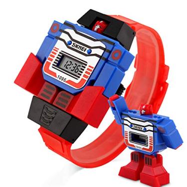 Imagem de Relógio infantil Transformer Robô Transformers Brinquedos Relógio Digital, Meninos Desenhos Animados Herói Incrível, Presentes de Aprendizagem Eletrônica para Meninas, Vermelho, Digital