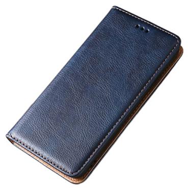 Imagem de YINGDAFENG Capa para iPhone 14 Pro Max, capa carteira magnética com slots para cartão e proteção da câmera em couro PU suporte flip capa interna TPU à prova de choque, azul