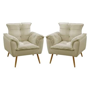 Imagem de Kit 2 Poltronas Opala Para Sala de Estar Sued Bege Aradecor