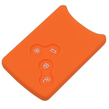 Imagem de YJADHU Controle remoto de silicone 4 botões masculino feminino chaveiro capa de chave de carro, apto para Renault Clio Logan Megane 2 3 Koleos Scenic, laranja