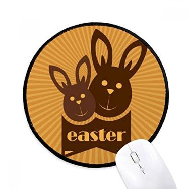 Imagem de Tapete de mouse redondo para computador com estampa de coelhinho marrom festival religião de páscoa