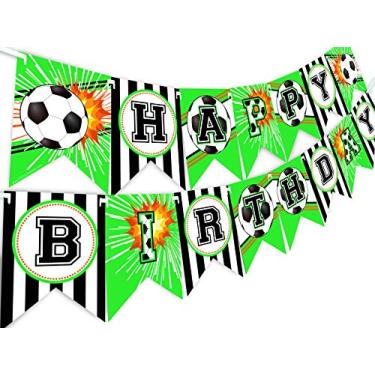 Imagem de Soccer Happy Birthday Banner Pennant - Soccer Party Supplies - Soccer Decorations - Banner