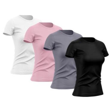 Imagem de Kit 4 Camisetas Feminina Dry Básica Lisa Proteção Solar Uv Térmica Cam