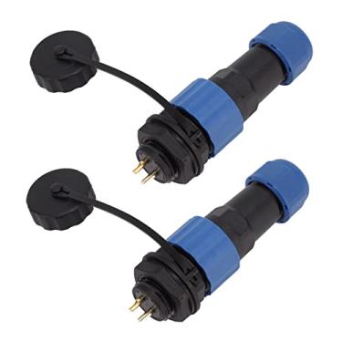 Imagem de Plugue Macho do Conector Fêmea SD16, IP68 à Prova d'água Conector SD16 Pino de Contato Sólido Resistente para Eletrônica de Comunicação (Porca Traseira SD16 2Pinos)
