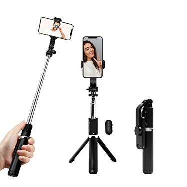 Imagem de TALK WORKS Vara de selfie com controle remoto e tripé - Suporte e suporte de tripé para celular sem fio para streaming, selfies, vídeos, fotos e viagens
