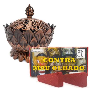 Imagem de Turíbulo Defumador Chama Freguês Defumador C/ 20 Tabletes