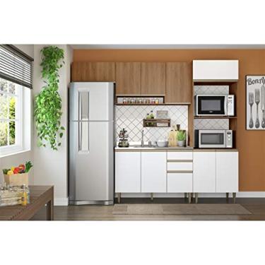 Imagem de Cozinha Compacta 4 Peças com Basculante 9002 Cook - Madeira/Branco