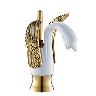 Imagem de Torneiras de lavatório Swan Golden Torneiras de lavatório monocomando Torneira de pia de banheiro misturador no banheiro Torneira de lavatório preta, tamanho único