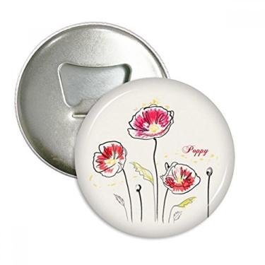 Imagem de Decoração de papoula de flores, plantas, pintura redonda, abridor de garrafa, botão de ímã, 3 peças, presente