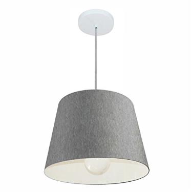 Imagem de Lustre Pendente Cone Cúpula Tecido 30/40x30 cm, Vivare Iluminação, Pendente4240 CZ, Cinza, Médio