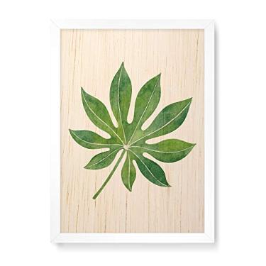 Imagem de Arte Maníacos Quadro Decorativo em Madeira Folha Aberta Verde - 23x16,25cm (Moldura caixa em laca branca)