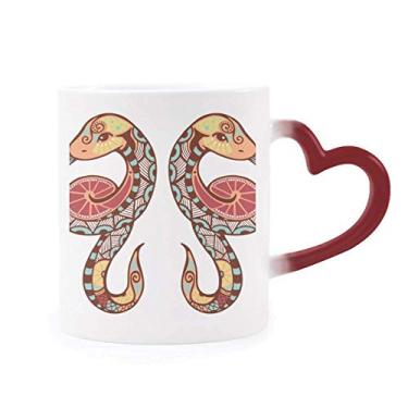 Imagem de Caneca sensível ao calor símbolo do zodíaco da constelação de gêmeos vermelha muda de cor