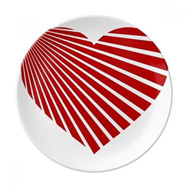 Imagem de Prato de sobremesa de porcelana decorativa Dia dos Namorados em formato de coração vermelho de 20,32 cm para jantar em casa