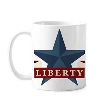 Imagem de Pentagrama Liberty Slogan America Country City Caneca cerâmica café porcelana louça