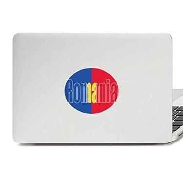 Imagem de Adesivo de vinil com nome da bandeira do país da Romênia, adesivo para laptop e notebook