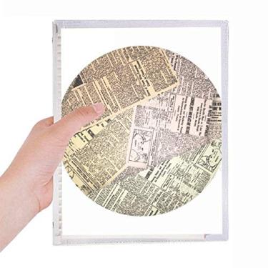 Imagem de Caderno de fundo com estampa de veias de jornal, folhas soltas, diário recarregável, papelaria