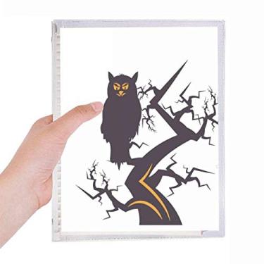 Imagem de Caderno de coruja com olhos de árvore para dia das bruxas, diário de folhas soltas recarregável