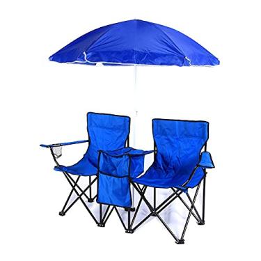 Imagem de Cadeira Dobrável de Praia YOUPING, Azul, Simples, com Protetor Solar e Suporte de Copo, para Acampamento e Banho de Sol, 158 kg de Capacidade de Carga, 88 cm x 29 cm x 15 cm, sem Montagem Requerida