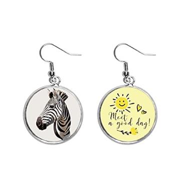 Imagem de Brinco de flor de sol preto e branco África com listras de cavalo