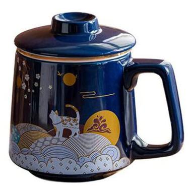 Imagem de PAYNAN Conjunto de chá de 400 ml chinês Lucky Cat Office xícara de chá filtro de cerâmica separação de chá
