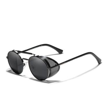 Imagem de Óculos De Sol Masculino Redondo Steampunk  Proteção Polarizados Uv400